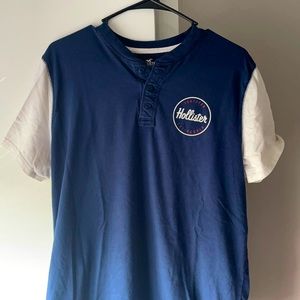 Men’s Hollister Short Sleeve Shirt Blue/White XL